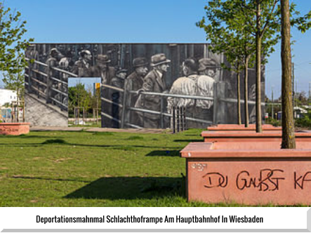 Deportationsmahnmal Schlachthoframpe am Hauptbahnhof in Wiesbaden